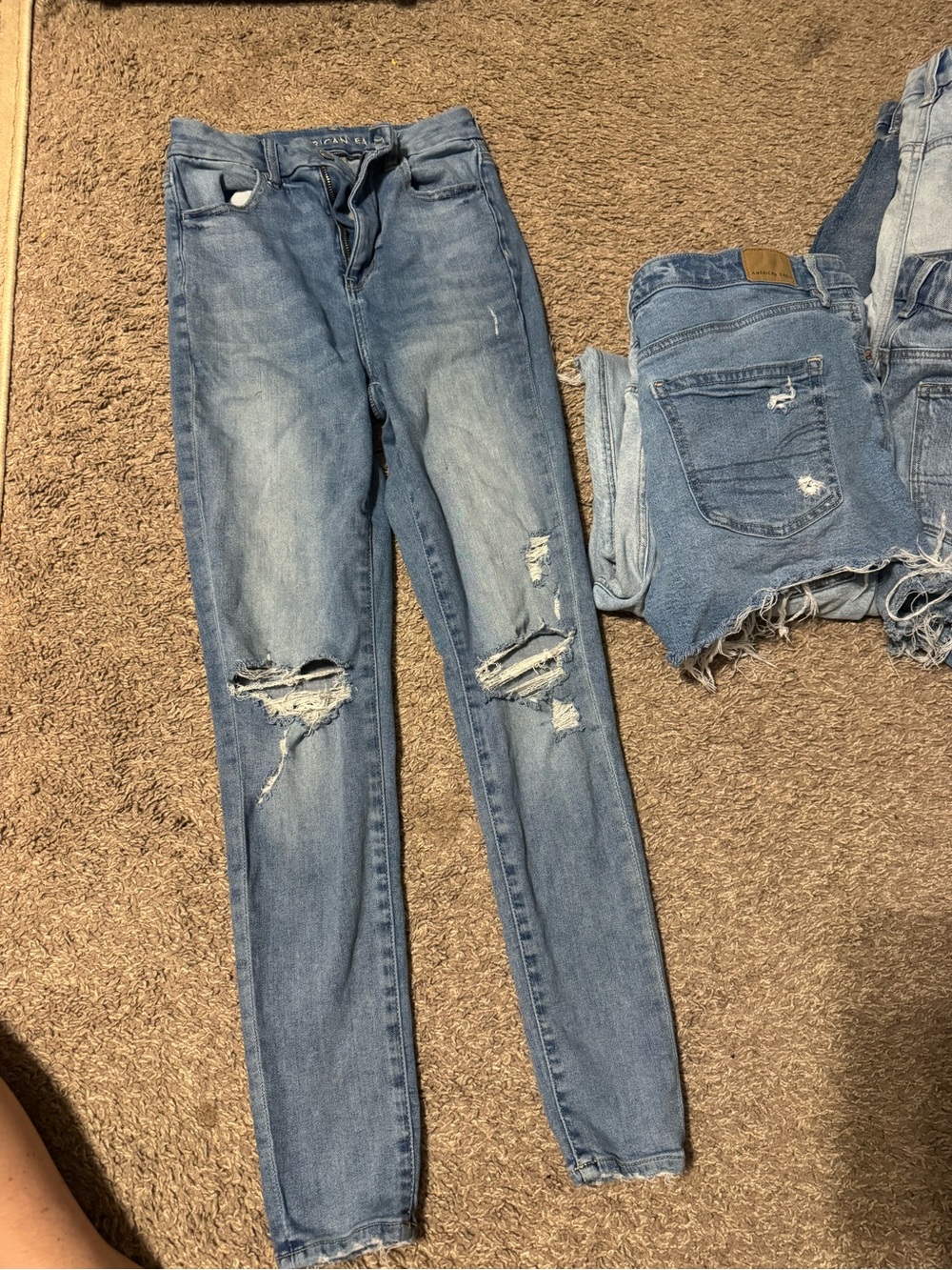 American Eagle Outfitters Light Blue Ripped Skinny Jeans